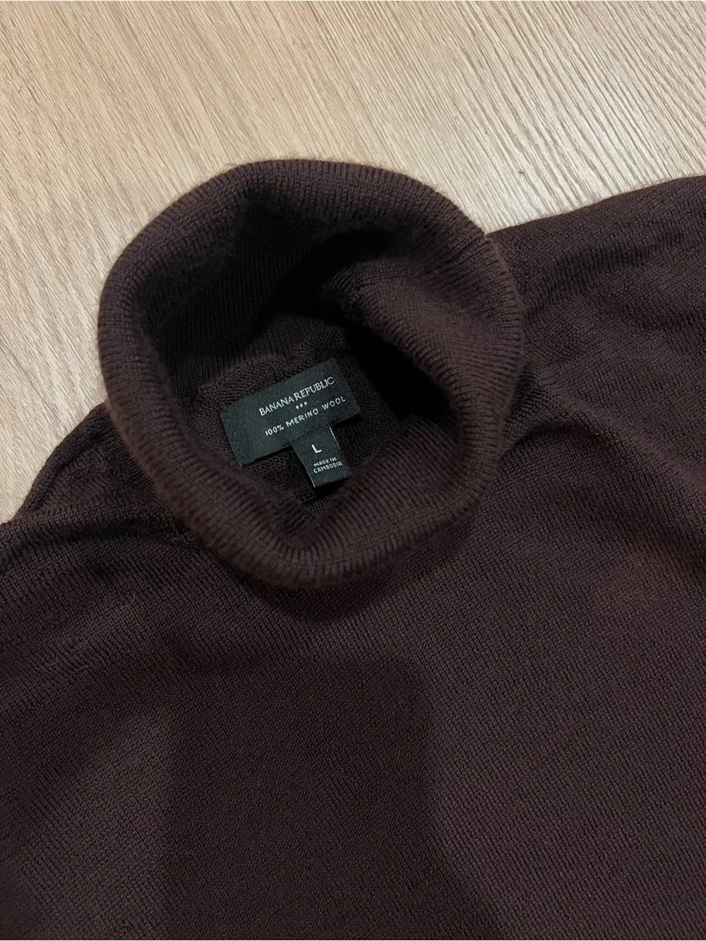 Banana Republic Men's 100% Merino Wool Turtleneck Sweater Size Large Brown
